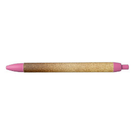 Caneta Preta Purpurina Dourada 