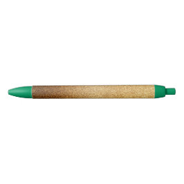 Caneta Preta Purpurina Dourada 