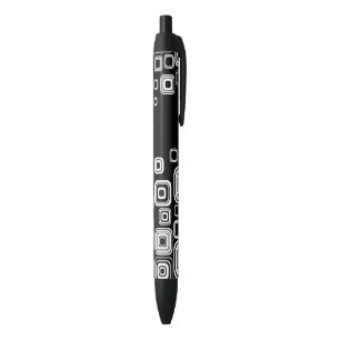 Caneta Preta Quadrados preto e branco retros