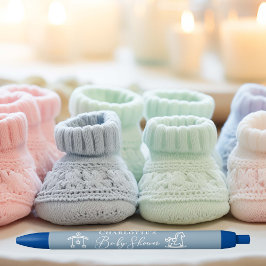 Caneta Preta Quic Chá de fraldas Azul Dusty Personalizado