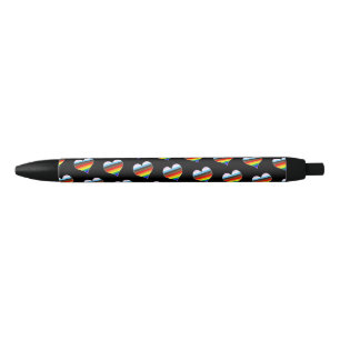 Caneta Preta Rainbow Heart Pattern