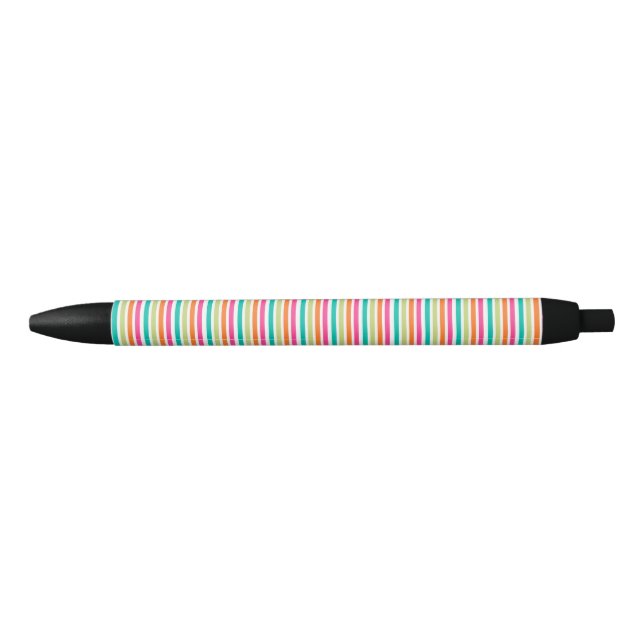 Caneta Preta Rainbow strips retro padrão de diversão (Frente)
