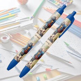 Caneta Preta Rapaz giro a caminho da escola, personalizado