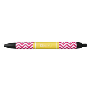 Caneta Preta Raspberry Lg Chevron Pineapple Name Monograma