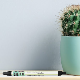 Caneta Preta Real Estate Company House Modern Green Striped