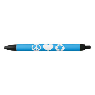Caneta Preta Reciclar Peace Love