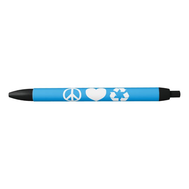 Caneta Preta Reciclar Peace Love (Frente)