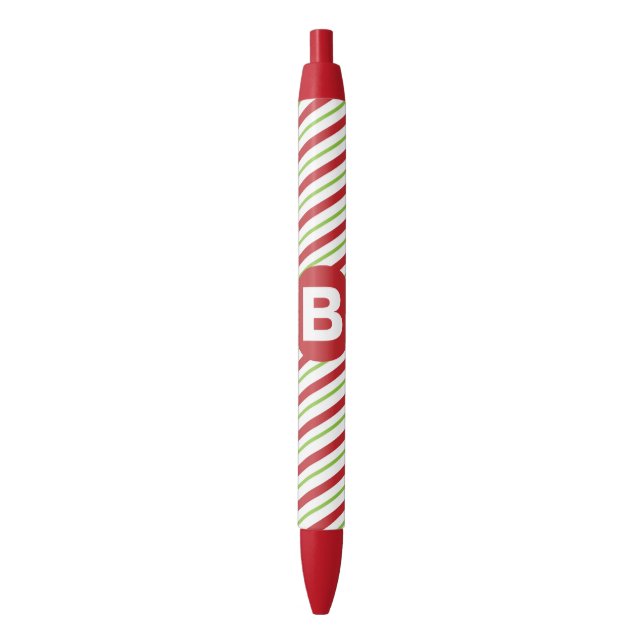Caneta Preta Red and Green Diagonal Pinstripes Monogram (Frente Vertical)