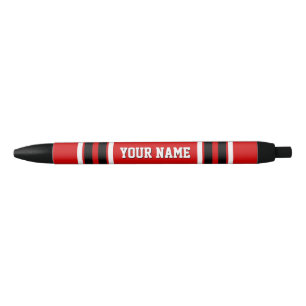 Caneta Preta Red Black White Team Jersey Nome Personalizado