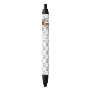 Caneta Preta Red Piebald French Bulldog Cute Cartoon Dog & Name