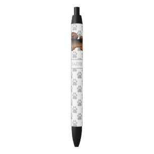 Caneta Preta Red Sable Lhasa Apso Cartoon Dog & Name