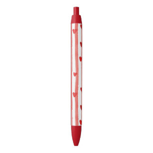 Caneta Preta Red Stripes & Hearts