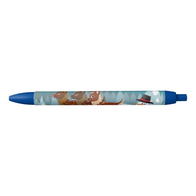 Caneta Preta Reindeer na neve (Frente)