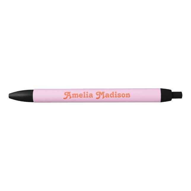 Caneta Preta Retro Decorative Pink Orange Pen (Frente)