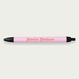 Caneta Preta Retro Decorative Pink Orange Pen