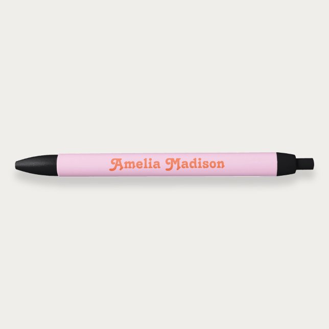 Caneta Preta Retro Decorative Pink Orange Pen (Criador carregado)
