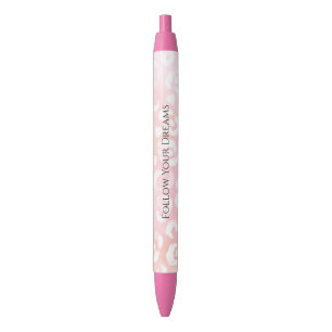 Caneta Preta Rosa Bege Menina Leão Animal Branco 