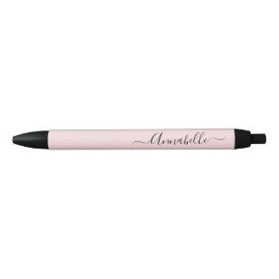 Caneta Preta Rosa Corado Nome Personalizado Script