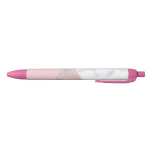 Caneta Preta Rosa de mármore branco do brilho cor-de-rosa