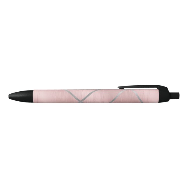 Caneta Preta Rosa Dourado Bege Rosa e Linhas Prateadas Escritór (parte de cima)