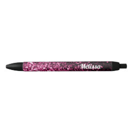 Caneta Preta Rosa escuro falso brilho glitter faíscas Personali