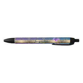 Caneta Preta Rosa Purple Butterflies sem nome