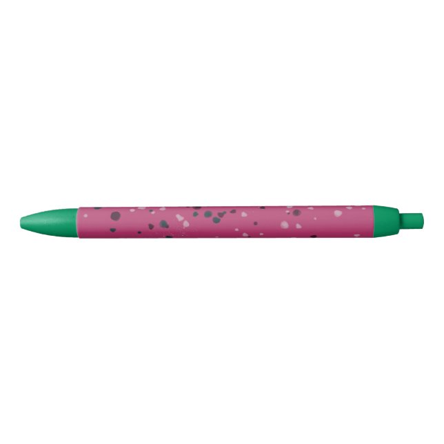 Caneta Preta Rosa Quente Com Confetes (Frente)