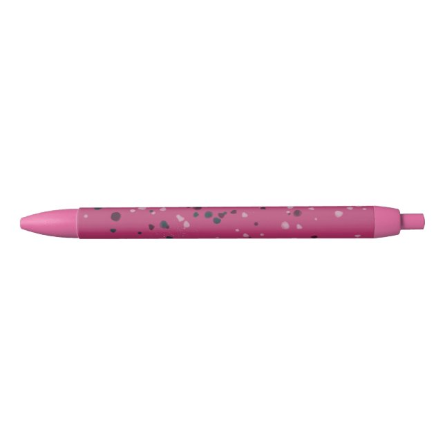 Caneta Preta Rosa Quente Com Confetes (Frente)