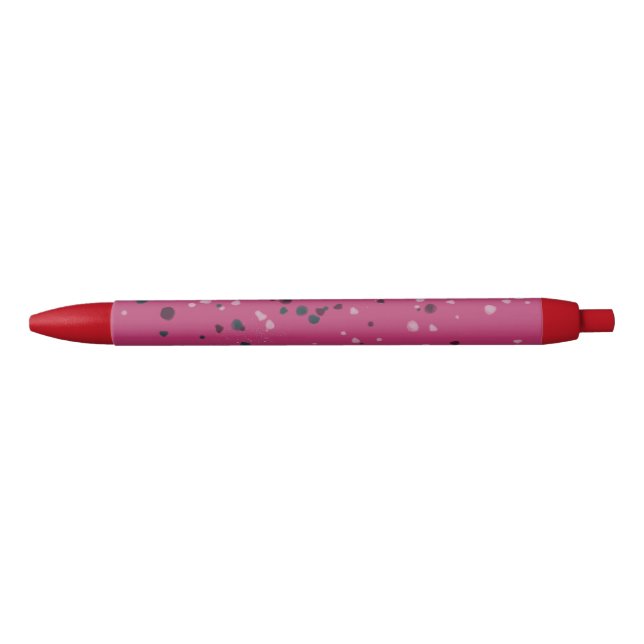 Caneta Preta Rosa Quente Com Confetes (Frente)