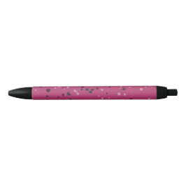 Caneta Preta Rosa Quente Com Confetes