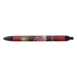 Caneta Preta Rosa Steampunk
