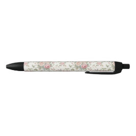 Caneta Preta Rosas Pastel Elegantes Shabby Chic