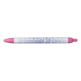Caneta Preta Roxo Branco Paz Amor