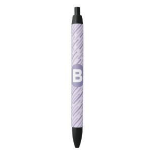 Caneta Preta Roxo Lilás Moderno Listras Diagonais Monograma