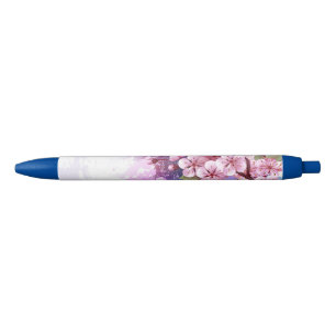 Caneta Preta Sakura rosa no fundo da pintura
