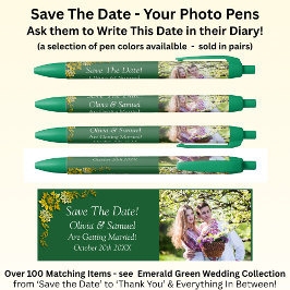 Caneta Preta Salve a Data - Foto + Esmeralda Verde & Dourado