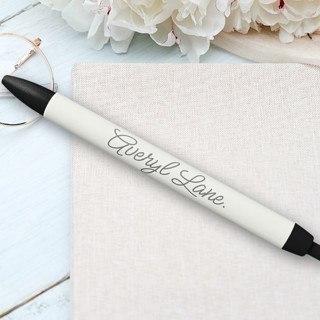 Caneta Preta Script de Na moda minimalista neutro de monograma (Criador carregado)
