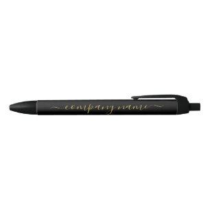 Caneta Preta Script Simples - Preto e Dourado - Empresa/Evento