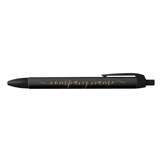 Caneta Preta Script Simples - Preto e Dourado - Empresa/Evento (parte de cima)