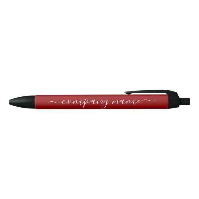 Caneta Preta Script Simples - Vermelho e Branco - Empresa/Event (parte de cima)