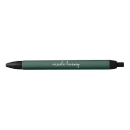 Caneta Preta Script Verde Esmeralda | Na moda Monograma Moderno