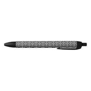 Caneta Preta Seigaiha, Ondas, Japonês, Preto e Branco