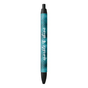 Caneta Preta Sereia de Teal Sparkle personalizada