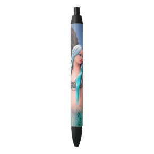 Caneta Preta Sereia Fantasia