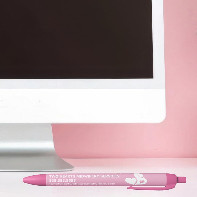 Caneta Preta Serviços de Parteira na Gravidez Bonita Rosa (Criador carregado)
