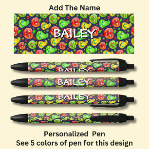 Caneta Preta Seu Nome, Maçãs Vermelhas Bonitas Peras Verdes