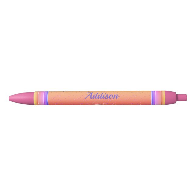 Caneta Preta Seu nome no fundo rosa e Dourado (Frente)