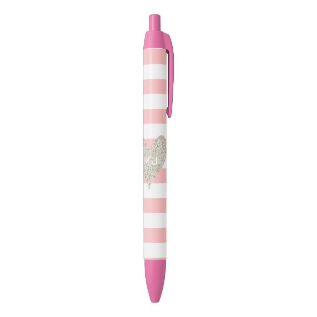 Caneta Preta Silver Glitter Heart (parte de inferior (Vertical))