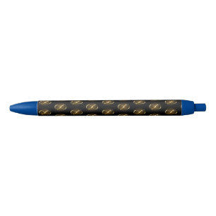 Caneta Preta Símbolo de Infinito Dourado