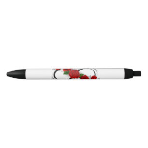 Caneta Preta Símbolo do Infinito com Rosas Vermelhas